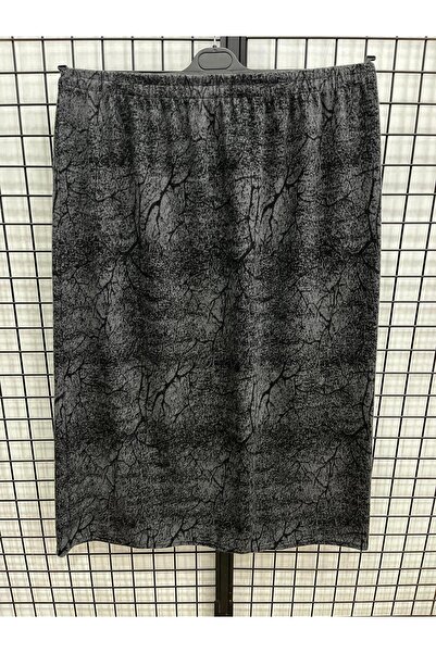 Valdora Vd Jacquard Wool Blend Winter Elastic Waist Straight Cut Mother Skirt