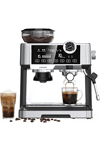 Lepresso Semi-Automatic Espresso Machine with Adjustable Grinder & Dual Boiler (2.8L, 19 Bar)