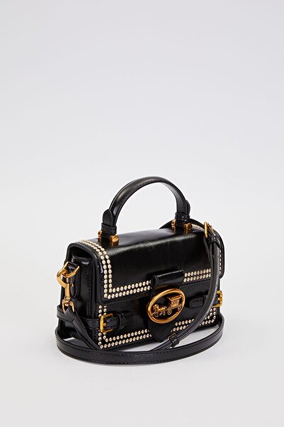 Levidor Black Double Belt Look Handbag