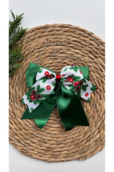 Kirpi toka Green New Year Pine Tree Patterned Christmas Special Short Bow Chr...