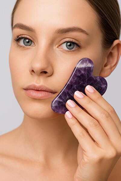 Yasamtohumu Piatra de ametist Gua Sha (piatra de masaj facial) (58110)