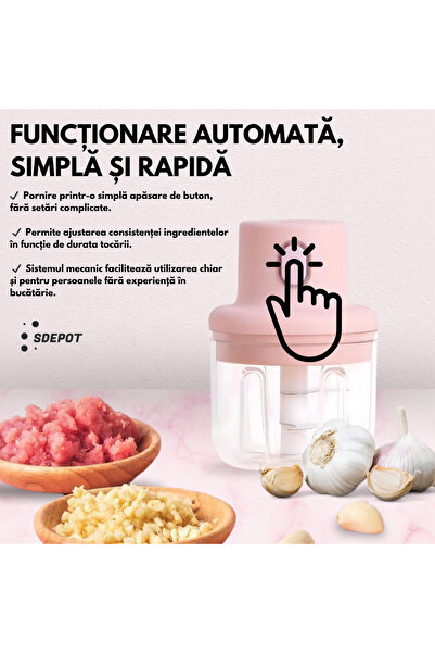 SDEPOT Tocător electric mini de usturoi, alimentat prin USB, motor de 45 W