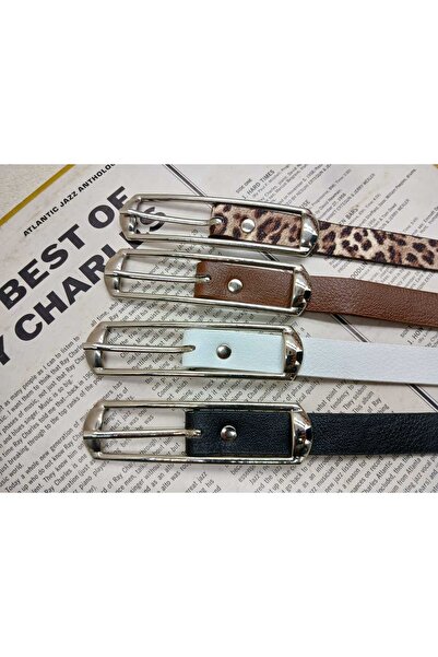 ARLIVA مجموعة من 4 أحزمة مستطيلة الشكل مقاس 1.5 سم مع مشبك فضي، حزام للبنطلون...