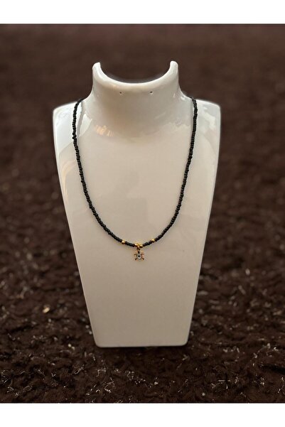 golden takış Siyah Nazar Boncuklu Kolye