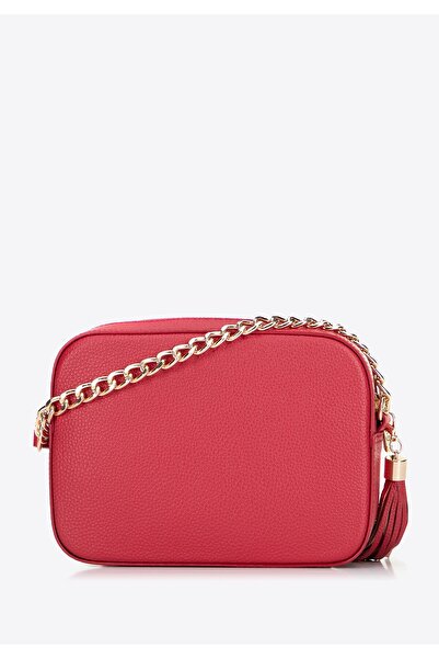 Wittchen Women's leather box messenger bag with chain, pink, leather