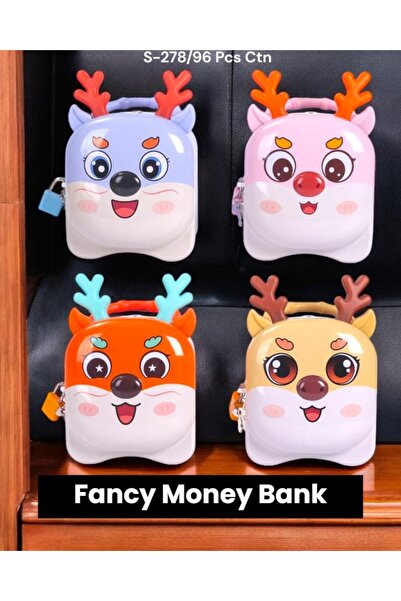 EserT Hayvan Figürlü Kilitli Çocuk Kumbarası Sevimli Tasarım