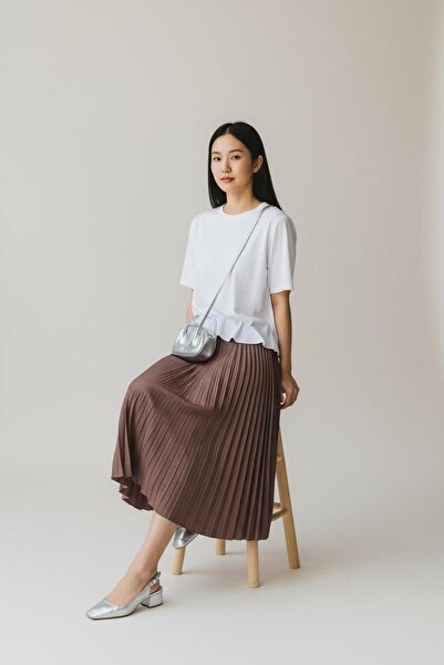 EREN STYLE Pleated Cotton Woven Viscose Winter Skirt(95 cm)-(38-48)