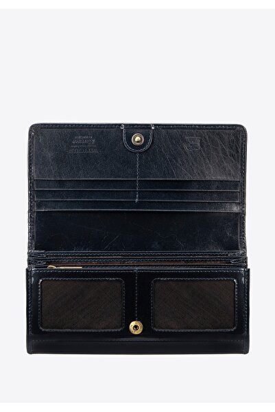 Wittchen Women's patent leather wallet, oblong, navy blue, navy blue, leather