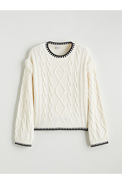 LC Waikiki Crew Neck Patterned Girl's Knitwear Sweater