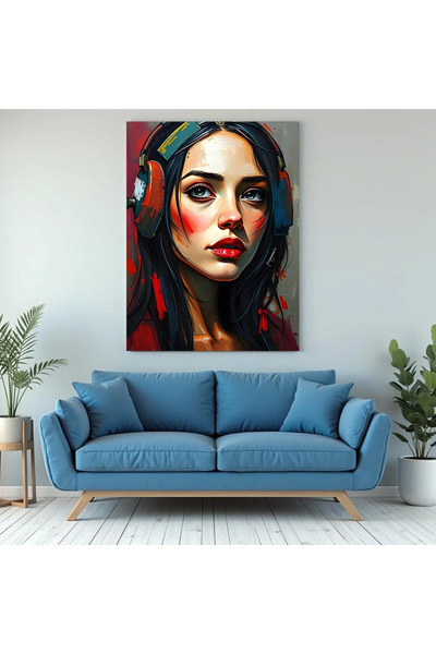 Printees Tablou abstract- Portret cu căști - Canvas pe șasiu - 40x30 cm