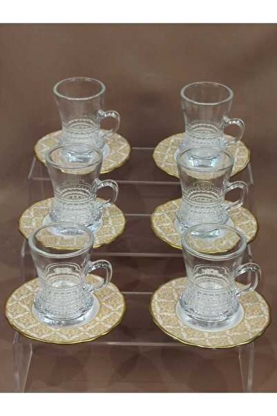 AR HOME Two tea cups (6 pieces) with 6 saucers (110 ml each)