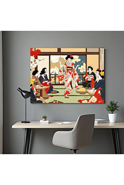 Printees Tablou stil japonez- Demonstrația de dans - Canvas pe șasiu - 40x30 cm