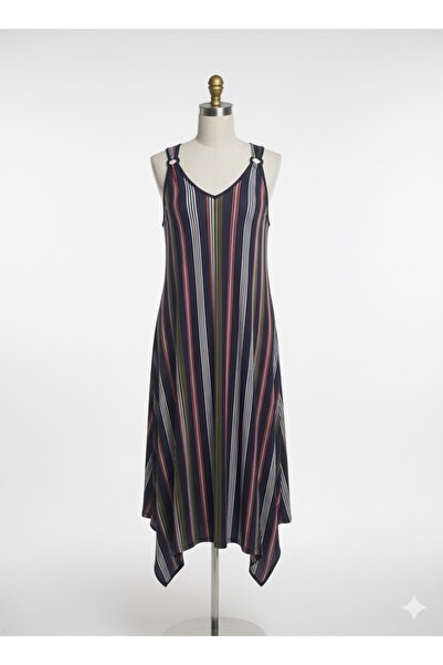 Pia Tija KALIN ASKILI RENKLİ ÇİZGİLİ BOL ELBİSE