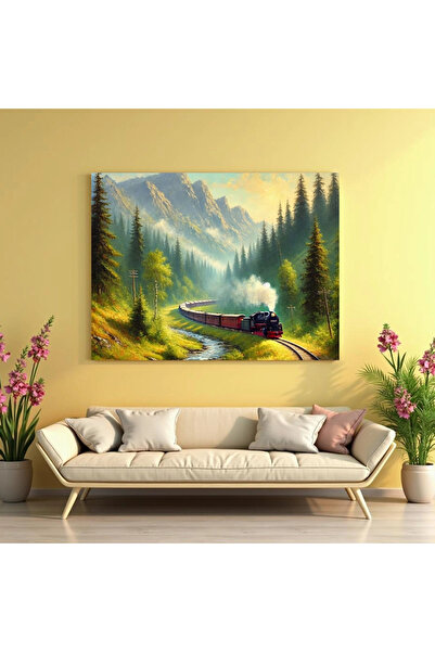 Printees Painting - Steam Train in the Carpathians - Canvas on chassis