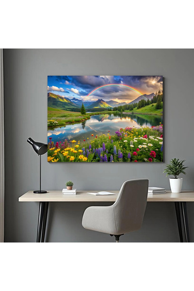 Printees Tablou - Curcubeul în peisaj de muncă - Canvas pe șasiu - 40x30 cm