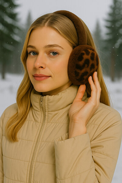 mrcans Căști de urechi moi din pluș cu model leopard, pentru protecție împotr...