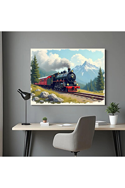 Printees Tablou - Locomotivă cu abur în munți