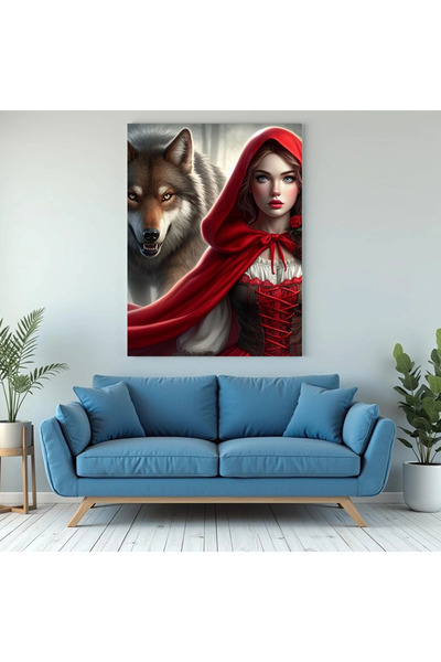 Printees Tablou - Scufița Roșie și lupul - Canvas pe șasiu - 40x30 cm