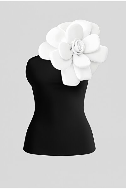 Ceren Öncel Atelier 3D Çiçekli Tek Omuz Body