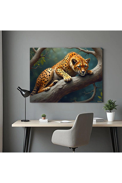 Printees Tablou - Leopard lenevind în copac - Canvas pe șasiu - 40x30 cm