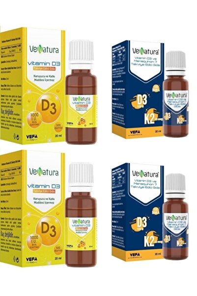 VeNatura D3k2 20 Ml Damla*2 Adet+ Vitamin D3 1000 IU Sprey 20 ml 2li