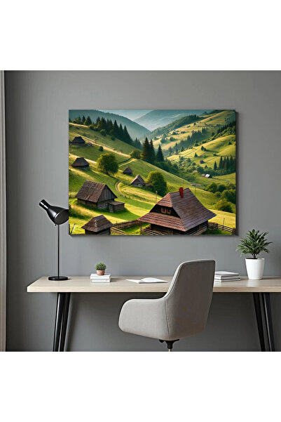 Printees Tablou - Un sat de munte - Canvas pe șasiu - 40x30 cm