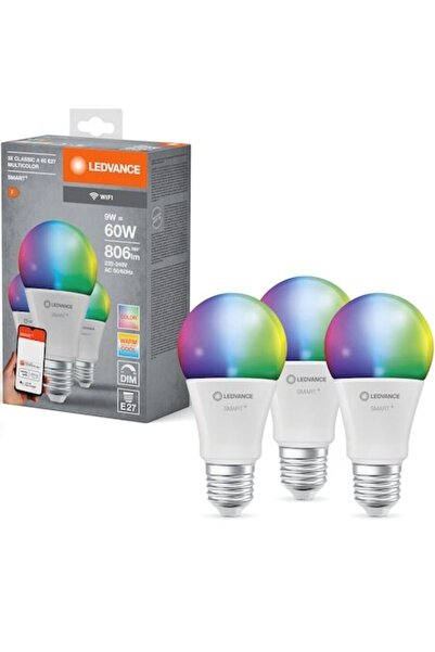 Ledvance Set of 3 LED RGBW smart bulbs SMART+ Wi‑Fi A60 E27 9W (60W) 806 lm dimmable