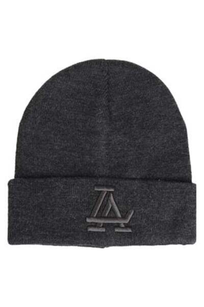 OEM Anthracite Grey Knitted Double-Layer Hat with "LA" Print for Men