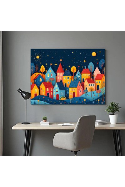 Printees Tablou abstract - Oraș noaptea - Canvas pe șasiu - 40x30 cm