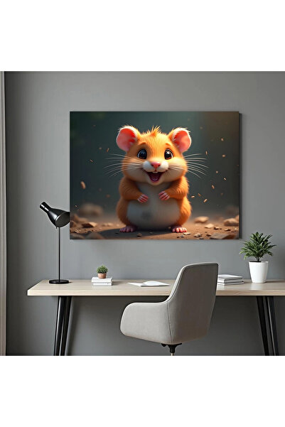 Printees Tablou - Hamster fericit - Artă digitală - Canvas pe șasiu - 40x30 cm