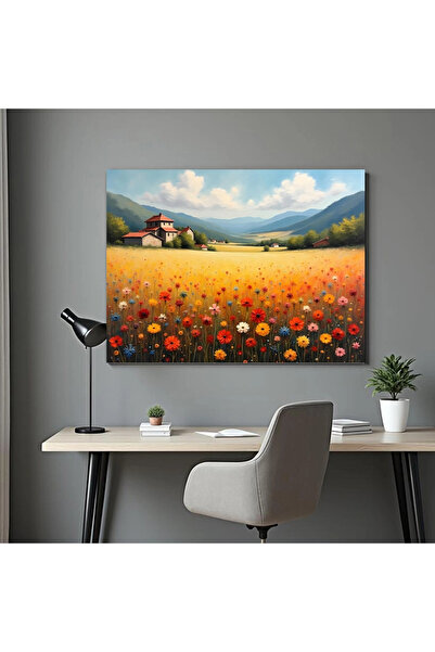 Printees Tablou - Peisaj câmp de flori - Canvas pe șasiu - 40x30 cm