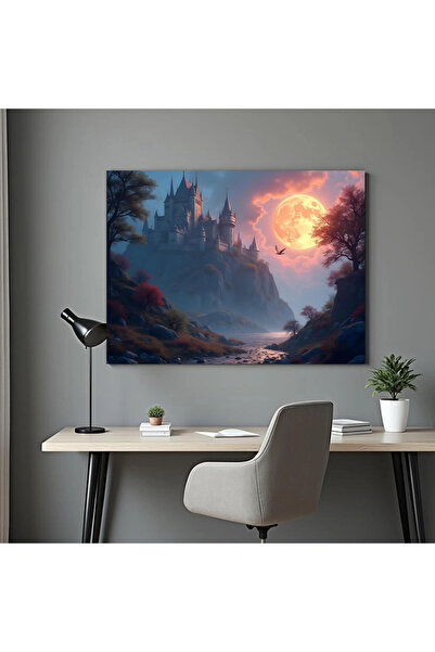 Printees Tablou - Castel și lună - Canvas pe șasiu - 40x30 cm