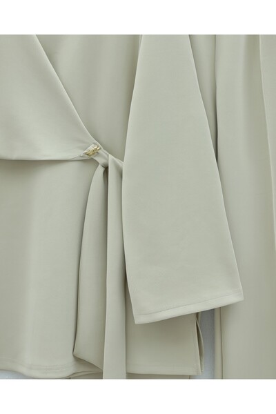 Modamorfo Slit Scuba Suit with Cross-Tied Front - Beige