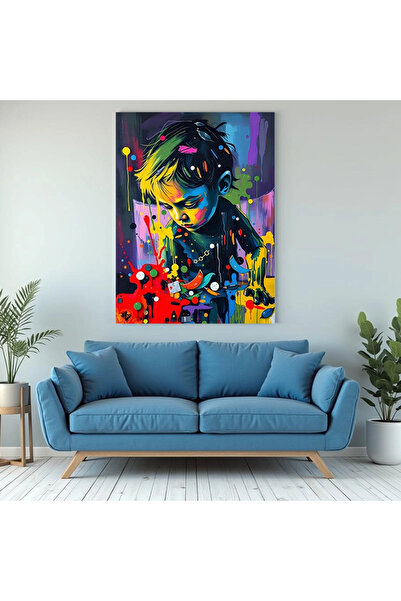 Printees Tablou - Portret de copil, splash effect - Canvas pe șasiu