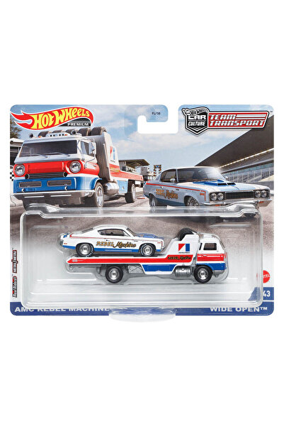 HOT WHEELS Macheta auto Team Transport Wide Open Truck &amp; AMC Rebel Machin...