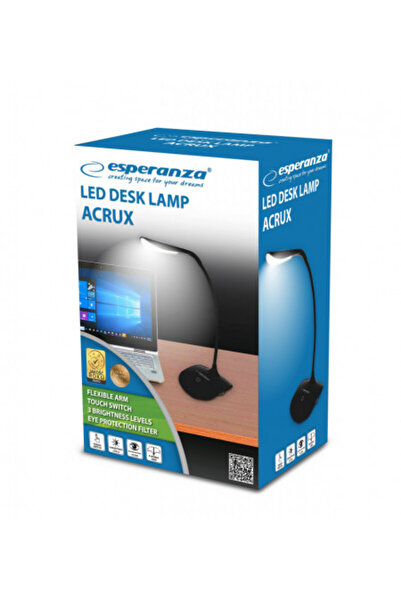 ESPERANZA ACRUX LED Desk Lamp with Batteries, Sensor, 3 Brightness Levels - Black (ELD 103 K)