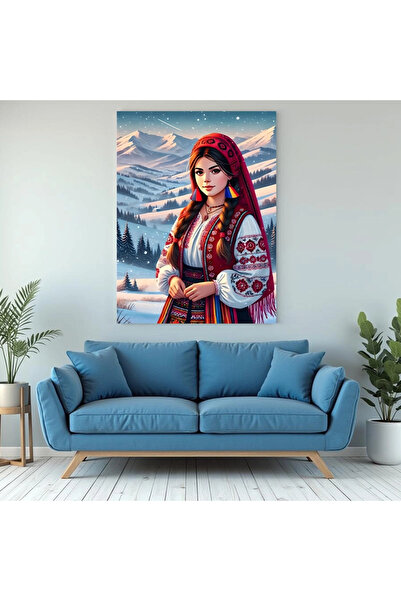 Printees Tablou - Țărăncuță iarna la munte - Canvas pe șasiu - 40x30 cm