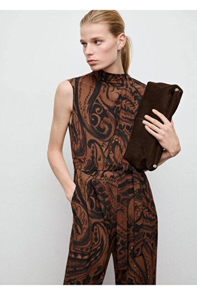 MANGO Woman Şal desenli kemerli tulum