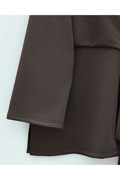 Modamorfo Slit Scuba Suit with Cross-Tied Front - Dark Brown