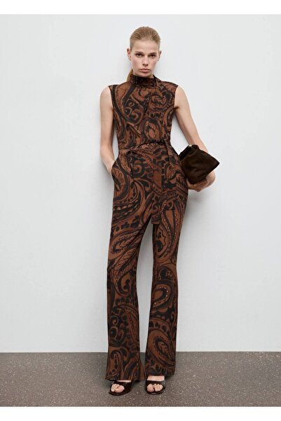 MANGO Woman Şal desenli kemerli tulum