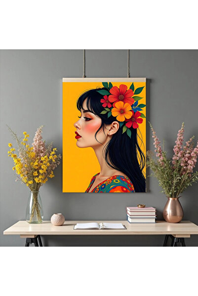 Printees Tablou - Portret cu flori în păr