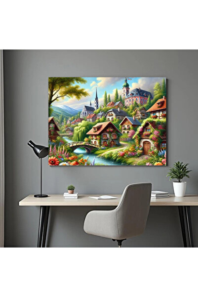 Printees Landscape painting, The village in the story - Canvas on frame