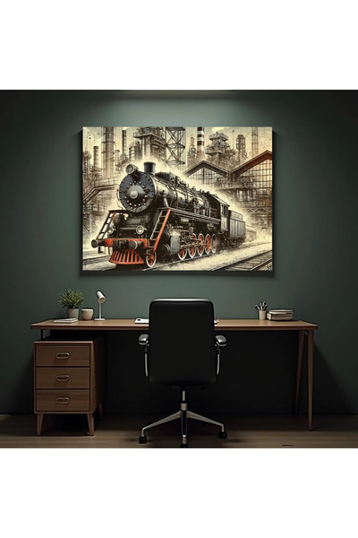 Printees Painting Locomotive in the Factory - Canvas on chassis - 40x30 cm