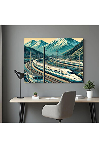 Printees Tablou - Čhikansen în peisaj montan - Canvas pe șasiu - 40x30 cm