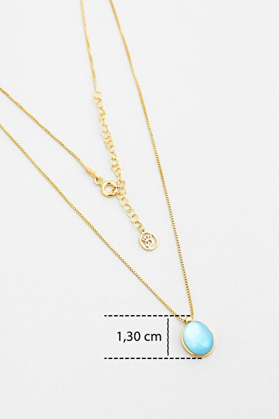 So CHIC... Mavi Aura 18 Ayar Sarı Altın Kaplama 44 Cm Gümüş Kolye