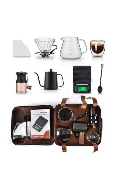 Generic Coffee Set Coffee Gift With Manual Grinder Outdoor Travel Portable Coffee Maker