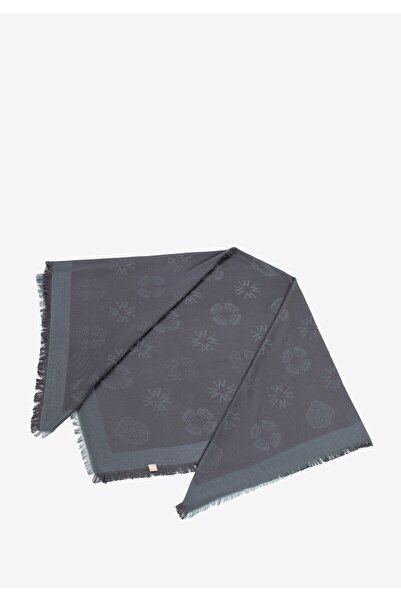 Wittchen Women's bamboo scarf woven in a graphite monogram pattern, graphite bamboo fiber