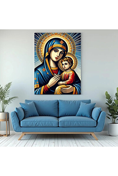 Printees Icoană - Fecioară cu prunc - Canvas pe șasiu - 40x30 cm