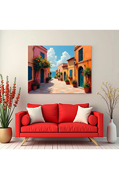 Printees Tablou - Străduța cu flori - Canvas pe șasiu - 40x30 cm