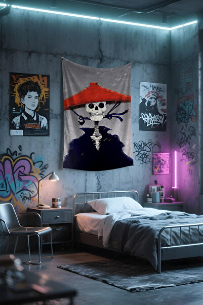 Etnik Dekor Asian Skeleton Pattern Wallpaper